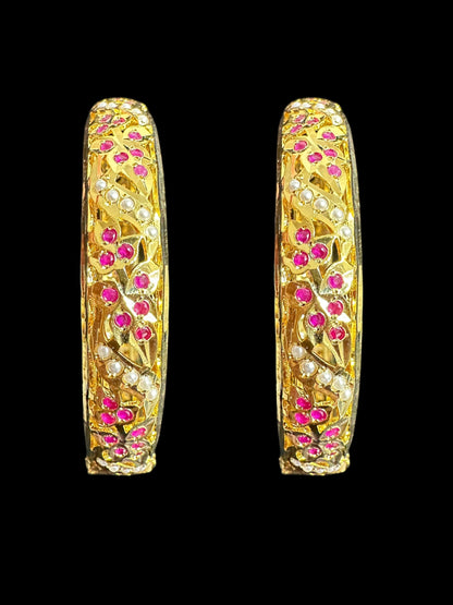 B311 Jadau  bangles ( Ruby pearl   ) ( READY TO SHIP)