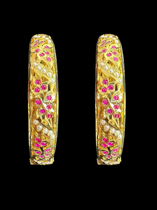 B311 Jadau  bangles ( Ruby pearl   ) ( READY TO SHIP)