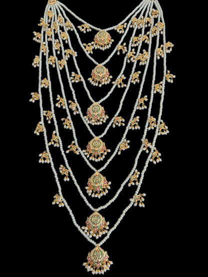 SAT113 Anya jadau 7 layered / satlada in Navratan ( READY TO SHIP )