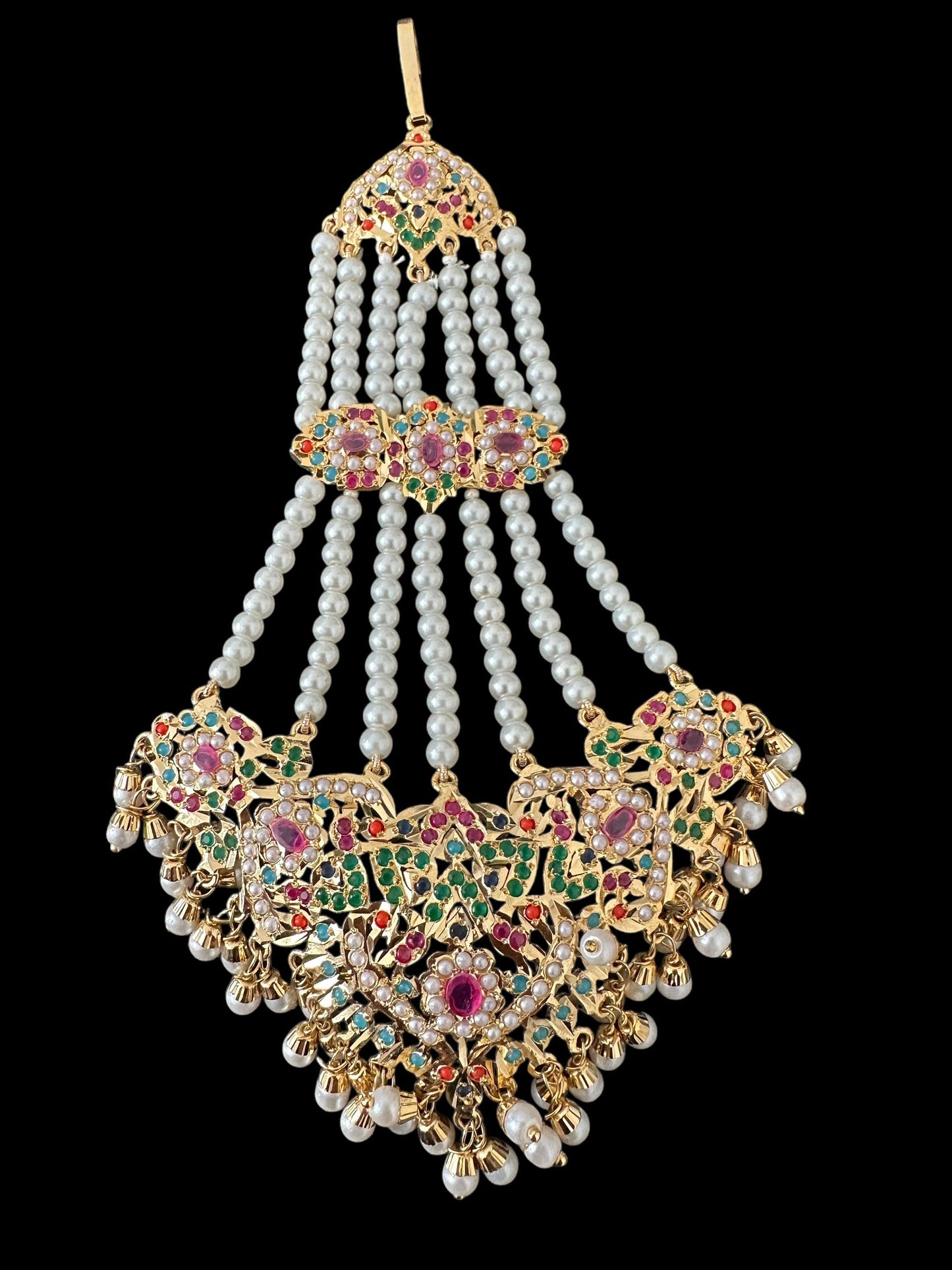 DJHR126 Wafa jadau jhoomar in Navratan - multicolor  ( SHIPS IN 2 WEEKS )