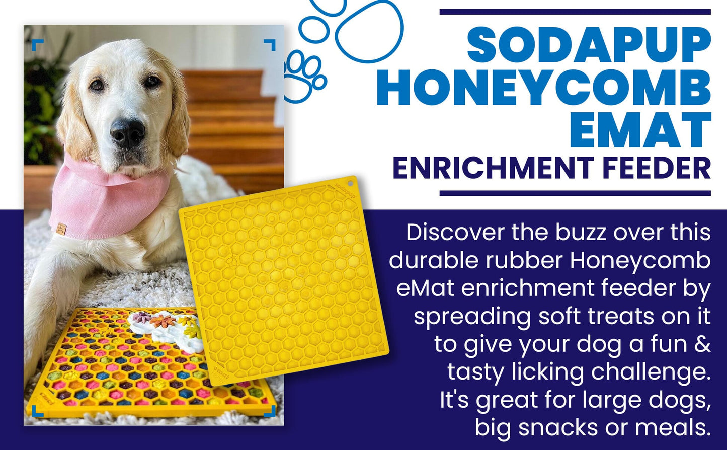 Honeycomb eMat - Enrichment Lick Mat for Dogs and Cats | eMat Enrichment Toy for Anxiety Relief | SodaPup