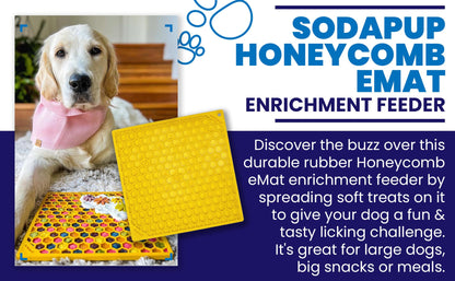 Honeycomb eMat - Enrichment Lick Mat for Dogs and Cats | eMat Enrichment Toy for Anxiety Relief | SodaPup