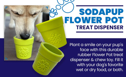 Large Flower Pot eCup Dog Treat Dispenser | Durable USA-Made Enrichment Toy | SodaPup