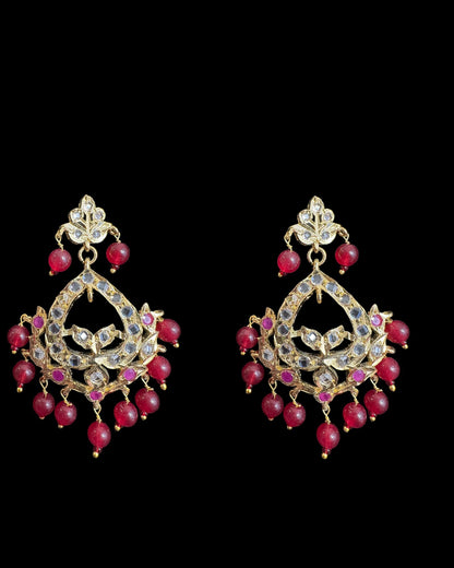 DER745 Dina hyderabadi Ruby Chandbali  ( READY  TO SHIP )