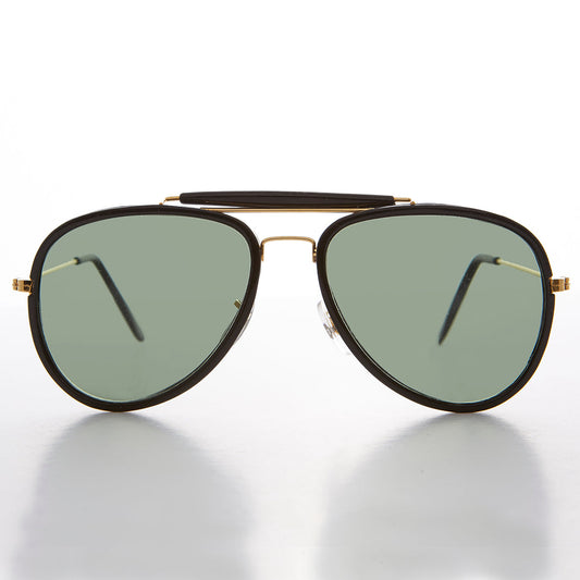 Large Wrapped Aviator with Glass Lens - Edwards