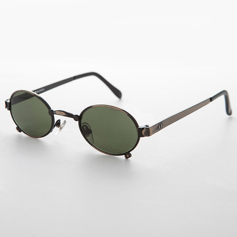 Small 90s Oval Steampunk Spectacle Vintage Sunglass - Edison