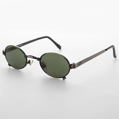 Small 90s Oval Steampunk Spectacle Vintage Sunglass - Edison