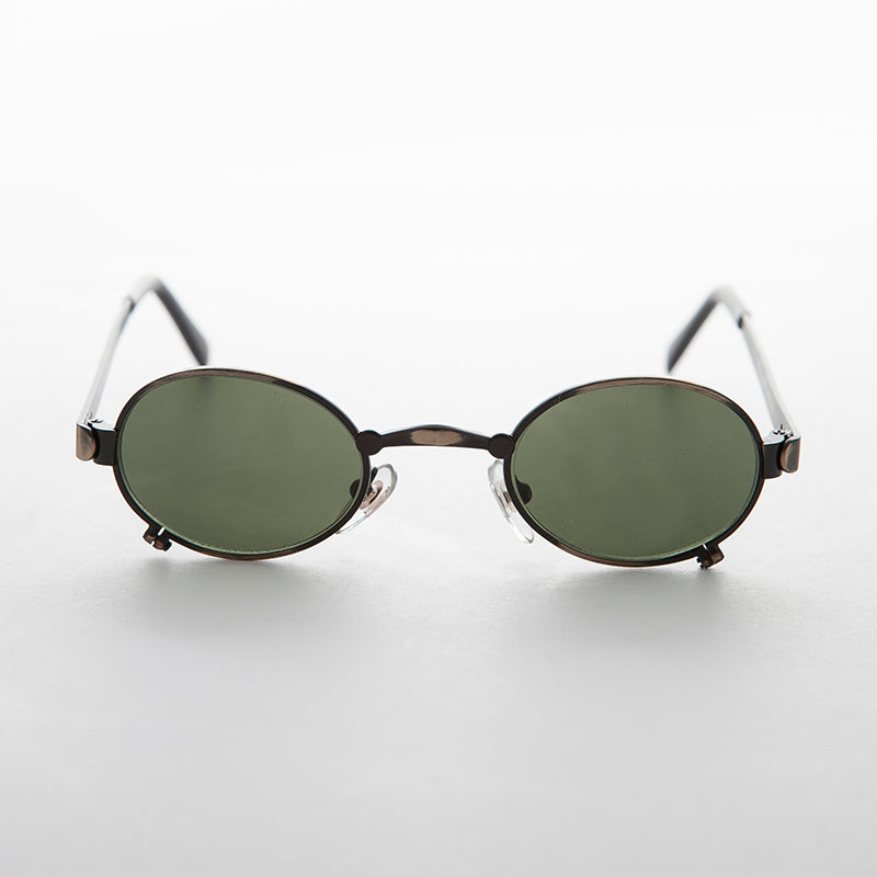 Small 90s Oval Steampunk Spectacle Vintage Sunglass - Edison
