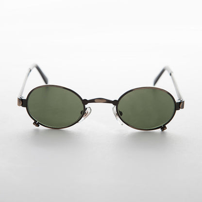 Small 90s Oval Steampunk Spectacle Vintage Sunglass - Edison