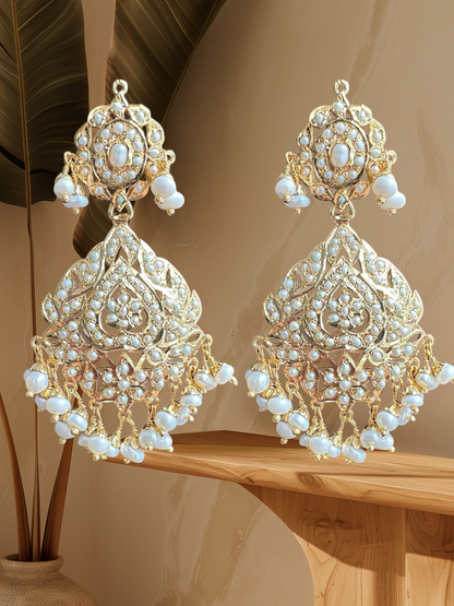 NADINE Navya gold plated earrings in silver - Fresh water pearls ( SHIPS IN 4 WEEKS )
