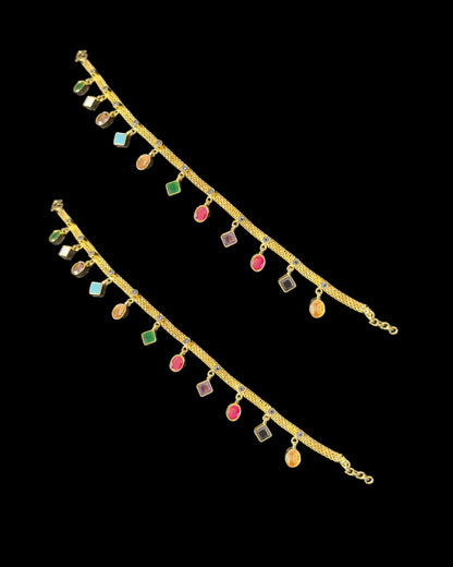 kundan payal in navratan ( READY TO SHIP  )