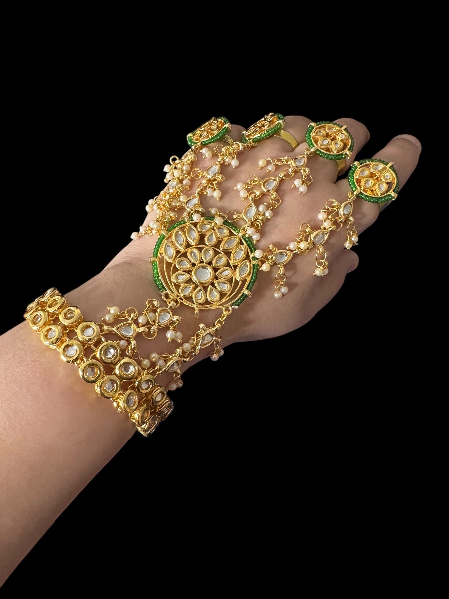 Rimsha kundan haathphool -1 pair ( READY TO SHIP )