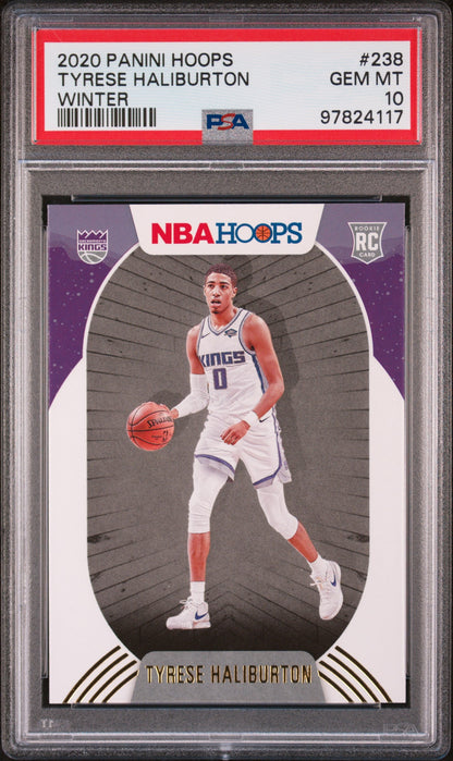 Graded 2020-21 Panini Hoops Tyrese Haliburton #238 Winter Rookie RC Basketball Card PSA 10 Gem Mint