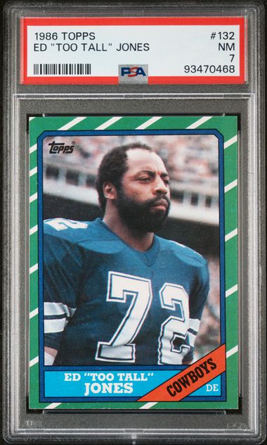 Graded 1986 Topps Ed "Too Tall" Jones #132 Football Card PSA 7 NM
