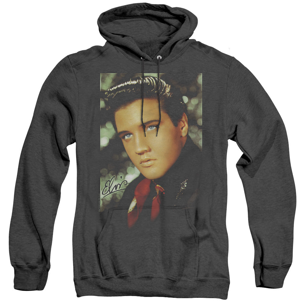 Elvis Presley Red Scarf Mens Heather Hoodie Black Officially Licensed