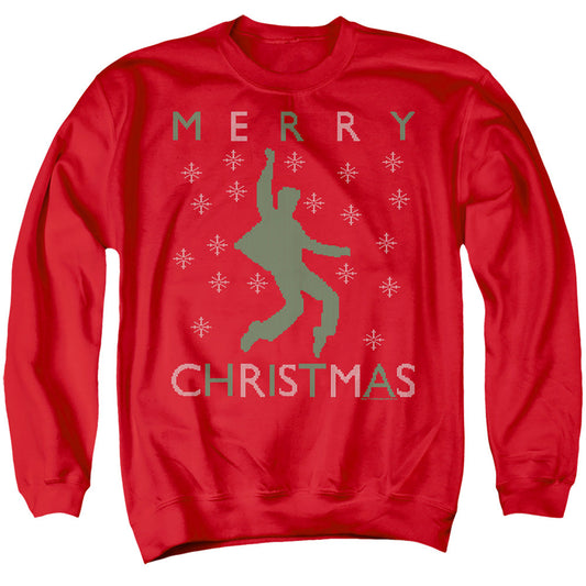 Elvis Dancing Ugly Christmas Mens Crewneck Sweatshirt Red