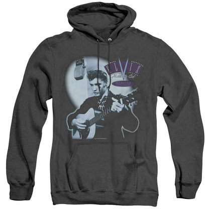 Elvis Presley Hillbilly Cat Mens Heather Hoodie Black Officially Licensed