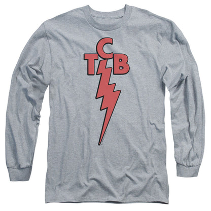 Elvis Presley Tcb Mens Long Sleeve Shirt Athletic Heather Officially Licensed