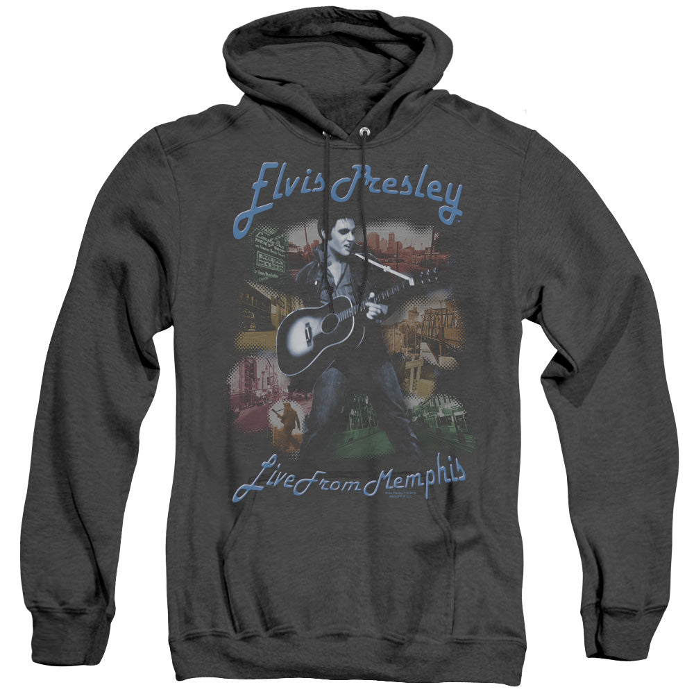Elvis Presley Memphis Heather Mens Hoodie Black
