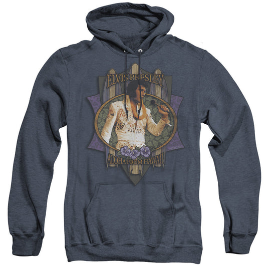 Elvis Presley Aloha From Hawaii Mens Heather Hoodie Navy Officially Licensed