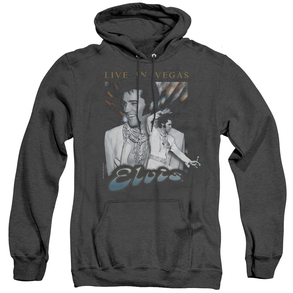 Elvis Presley Live In Vegas Mens Heather Hoodie Black Officially Licensed