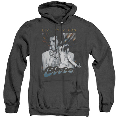 Elvis Presley Live In Vegas Mens Heather Hoodie Black Officially Licensed