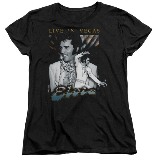 Elvis Presley Live in Vegas Womens T Shirt Black Officially Licensed