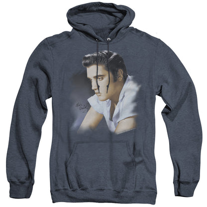 Elvis Presley Blue Profile Mens Heather Hoodie Navy Officially Licensed