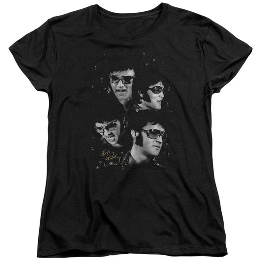 Elvis Presley Faces Womens T Shirt Black Officially Licensed