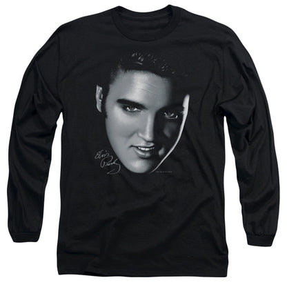 Elvis Presley Big Face Mens Long Sleeve Shirt Black Officially Licensed Officially Licensed