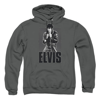 Elvis Presley Leather Mens Hoodie Charcoal Officially Licensed