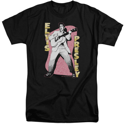 Elvis Presley Pink Rock Mens Tall T Shirt Black Officially Licensed