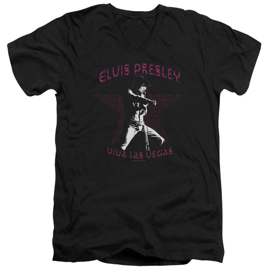 Elvis Presley Viva Las Vegas Star Mens Slim Fit V-Neck T Shirt Black Officially Licensed