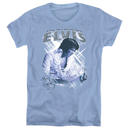 Elvis Presley Blue Vegas Womens T Shirt Carolina Blue Officially Licensed