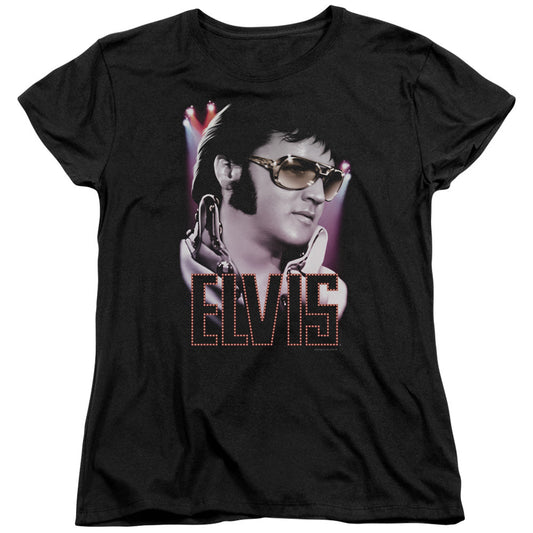 Elvis Presley 70s Star Womens T Shirt Black Officially Licensed