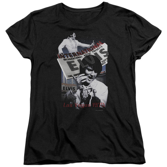 Elvis Presley International Hotel Womens T Shirt Black Officially Licensed