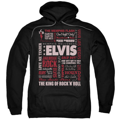 Elvis Presley Whole Lotta Type Mens Hoodie Black Officially Licensed