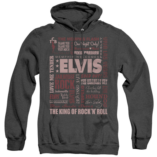 Elvis Presley Whole Lotta Type Heather Mens Hoodie Black Officially Licensed