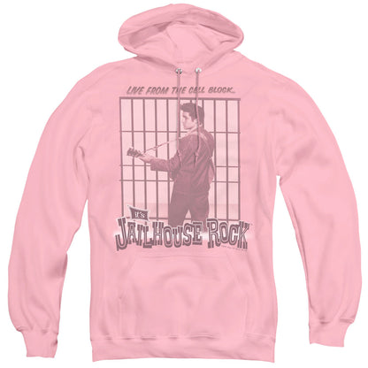 Elvis Presley Cell Block Rock Mens Hoodie Pink Officially Licensed