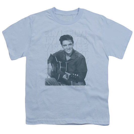 Elvis Presley Repeat Kids Youth T Shirt Light Blue Officially Licensed