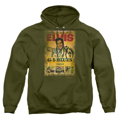 Elvis Presley Gi Blues Poster Mens Hoodie Military Green Officially Licensed