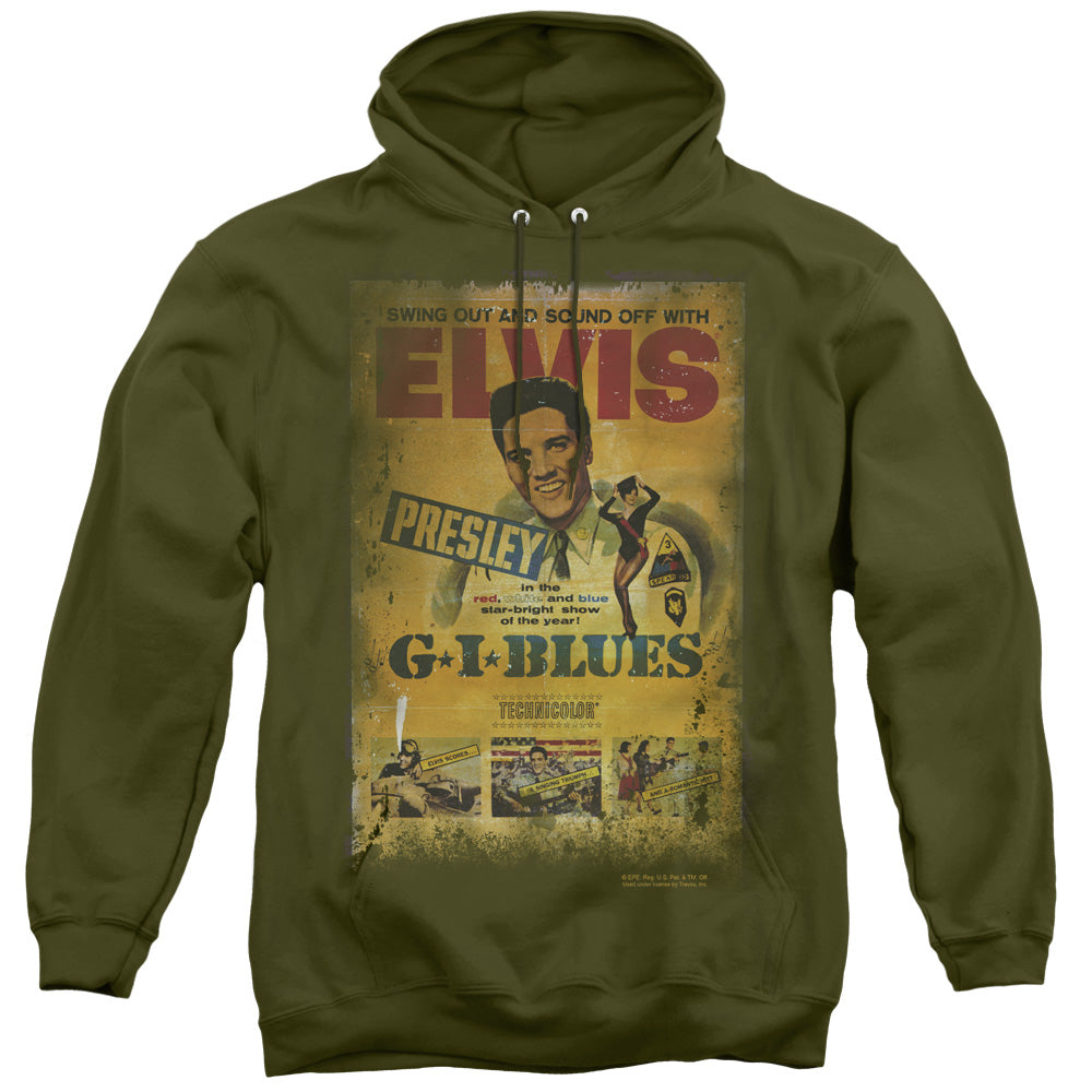 Elvis Presley Gi Blues Poster Mens Hoodie Military Green Officially Licensed