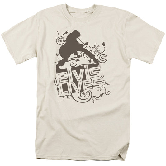 Elvis Presley Elvis Lives Mens T Shirt Cream Officially Licensed