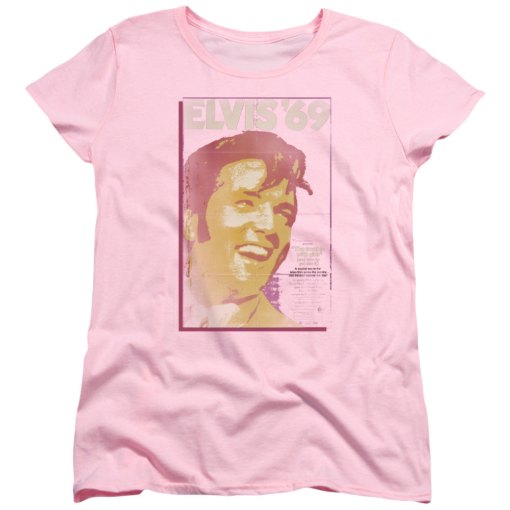 Elvis Presley Trouble With Girls Womens T Shirt Pink Officially Licensed