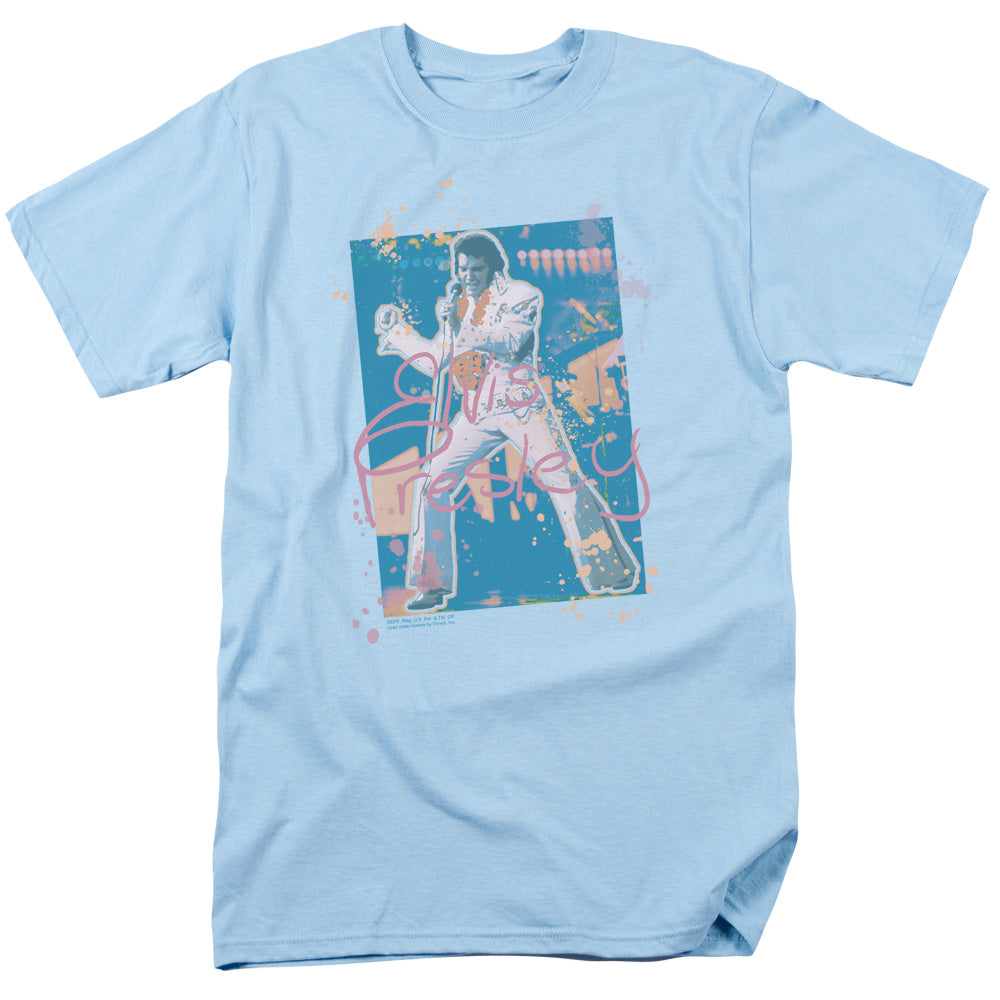 Elvis Presley Splatter Hawaii Mens T Shirt Carolina Blue Officially Licensed