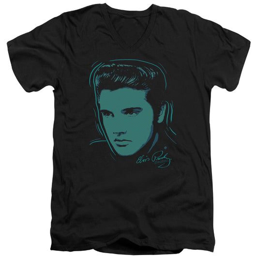 Elvis Presley Young Dots Mens Slim Fit V-Neck T Shirt Black Officially Licensed