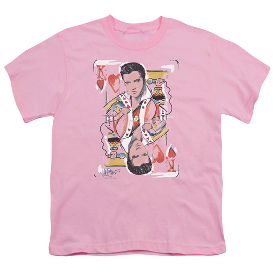 Elvis Presley King of Hearts Kids Youth T Shirt Pink Officially Licensed