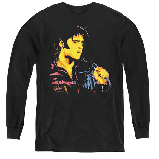 Elvis Presley Neon Elvis Long Sleeve Kids Youth T Shirt Black Officially Licensed