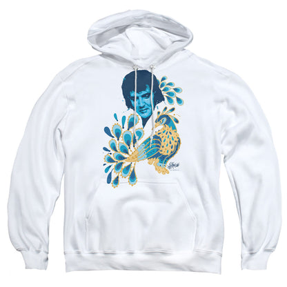 Elvis Presley Peacock Mens Hoodie White Officially Licensed