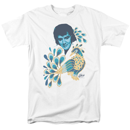 Elvis Presley Peacock Mens T Shirt White Officially Licensed